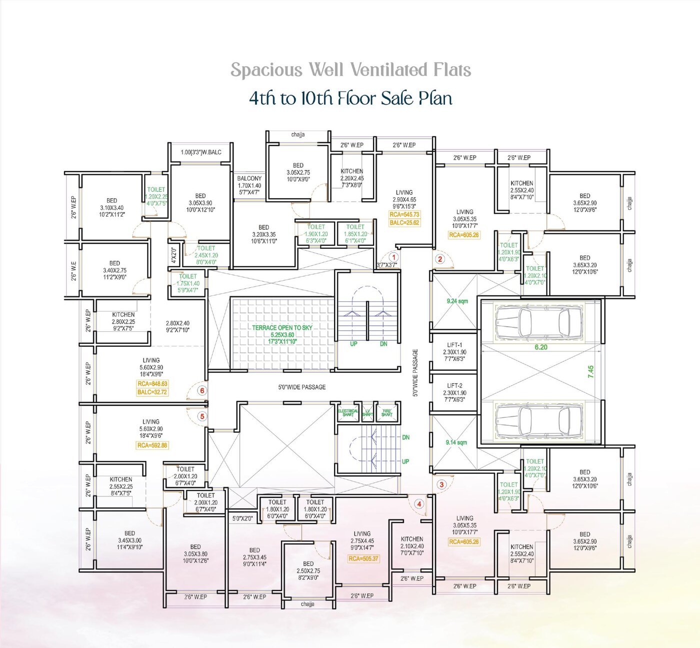 Ruturaj Gardens 4th to 10th floor sale plan